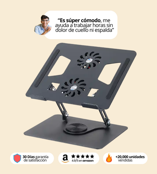 Diseño Ergonómico de Aluminio, Rotación Total y Refrigeración Activa