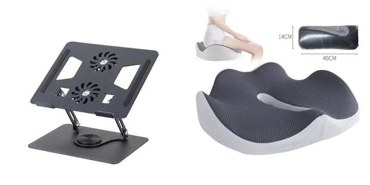 PACK SOPORTE PARA LAPTOP GIRATORIO PREMIUM + COJIN LUMBAR